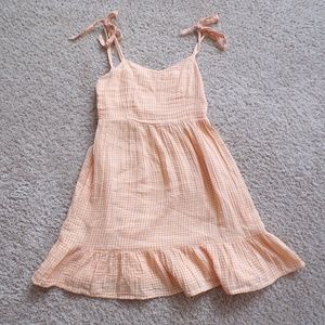 Orange Checkered Print Sun Dress